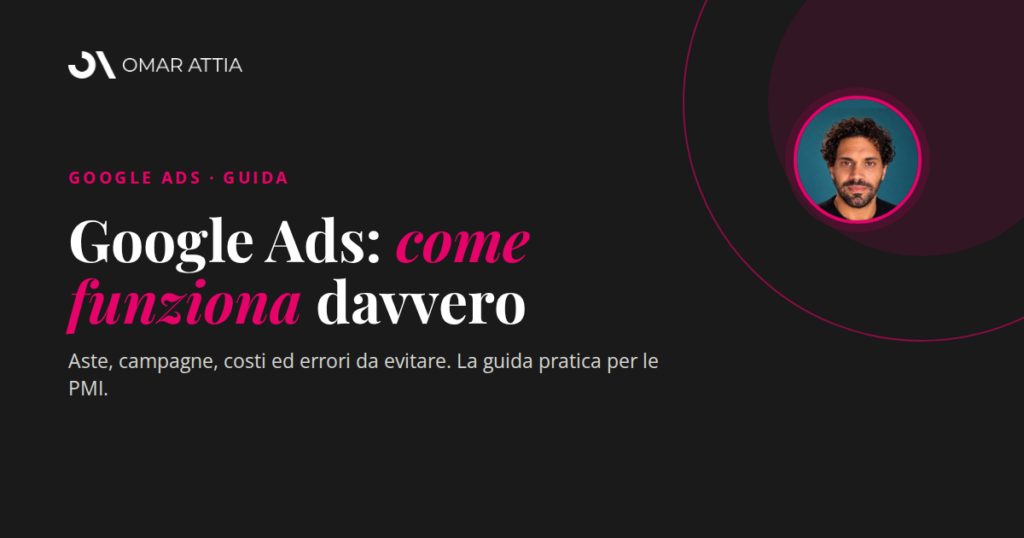 Google Ads come funziona, guida per PMI: copertina con Omar Attia