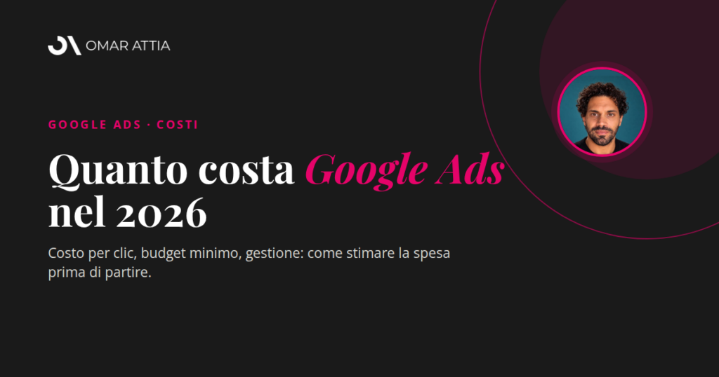 Quanto costa Google Ads nel 2026: copertina con Omar Attia